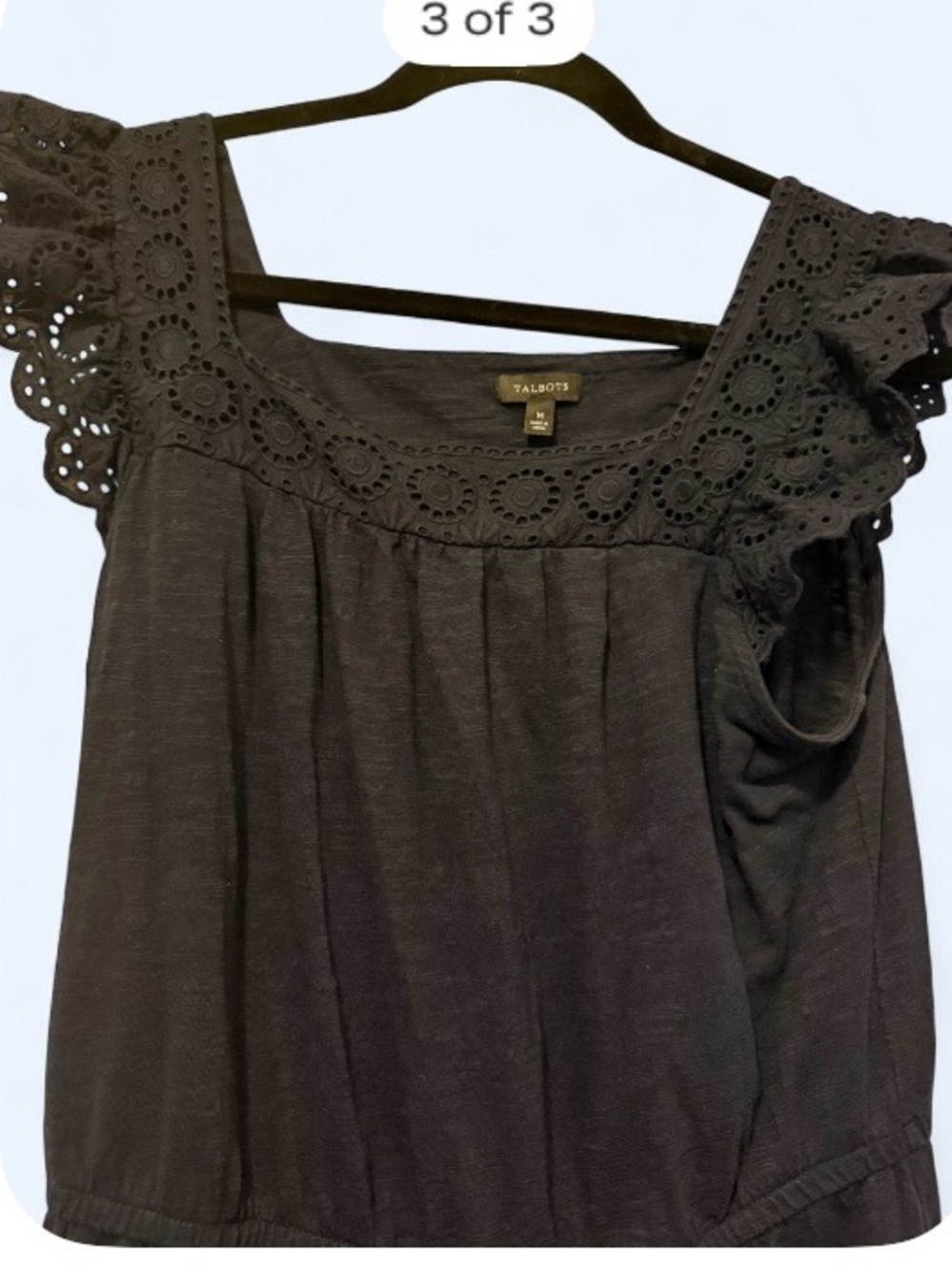 Talbots Black Eyelet Yoke Camisole Top